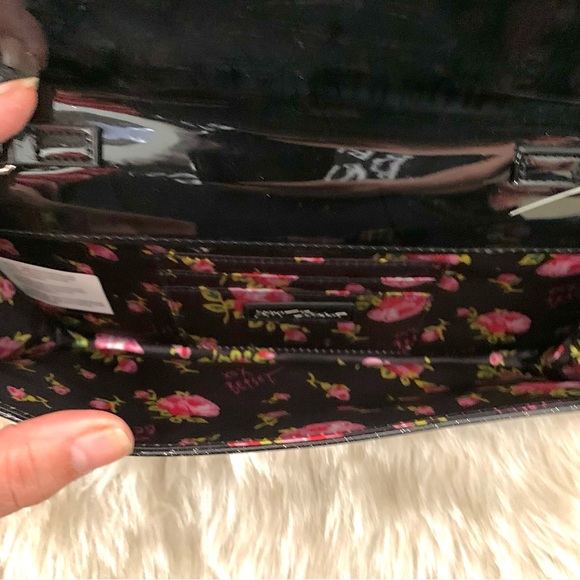 NWT BETSEY JOHNSON BLACK PATENT XOLYLA SHIMMER/GLITTER PURSE CLUTCH WITH BOW - Picture 11 of 12